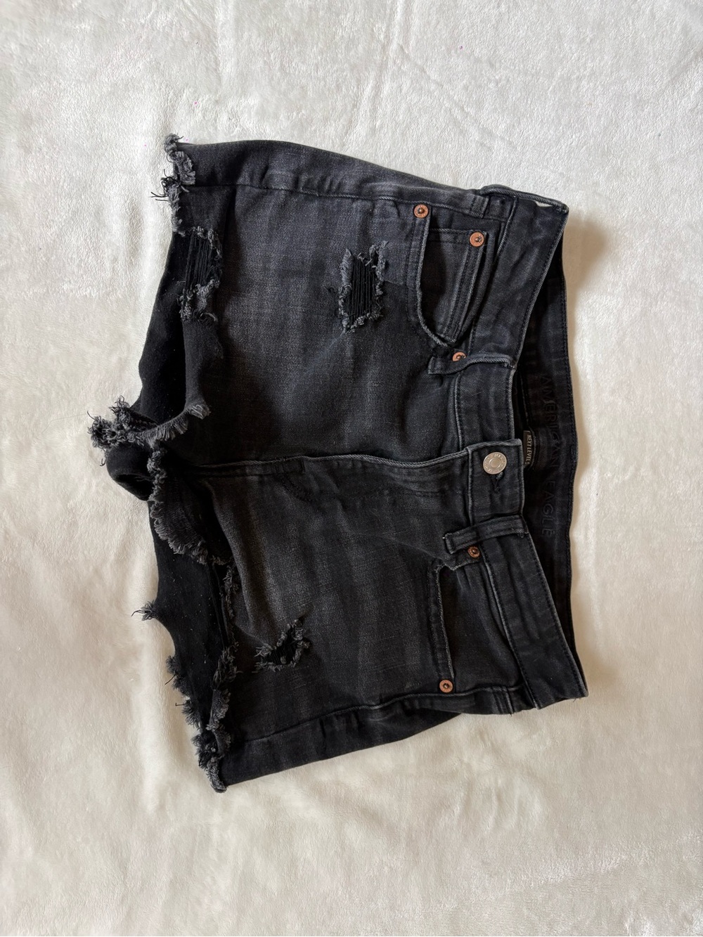 American Eagle Outfitters Black Distressed Denim Jean Shorts